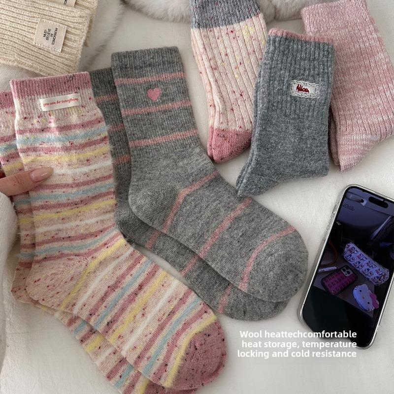 Colorful-patterned Stitch Wool Socks with Added Thickness for Warmth and Insulation. Winter Anti-chill Thick Socks.