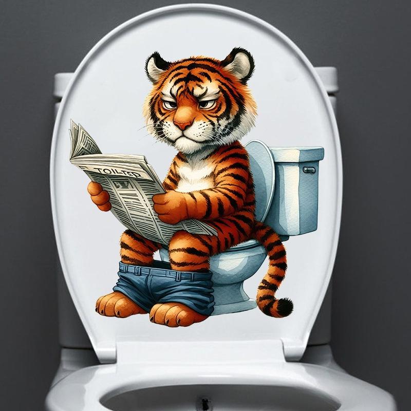 Funny Animal PVC Toilet Seat Stickers Monkey Zebra Giraffe Decals Waterproof Bathroom Wall Door Decor Creative Removable Decals