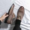 Factory Price Leather Shoes Men's Summer Breathable Business Dress Round Head British Style Suit Wedding Groom Brown Leather Shoes
