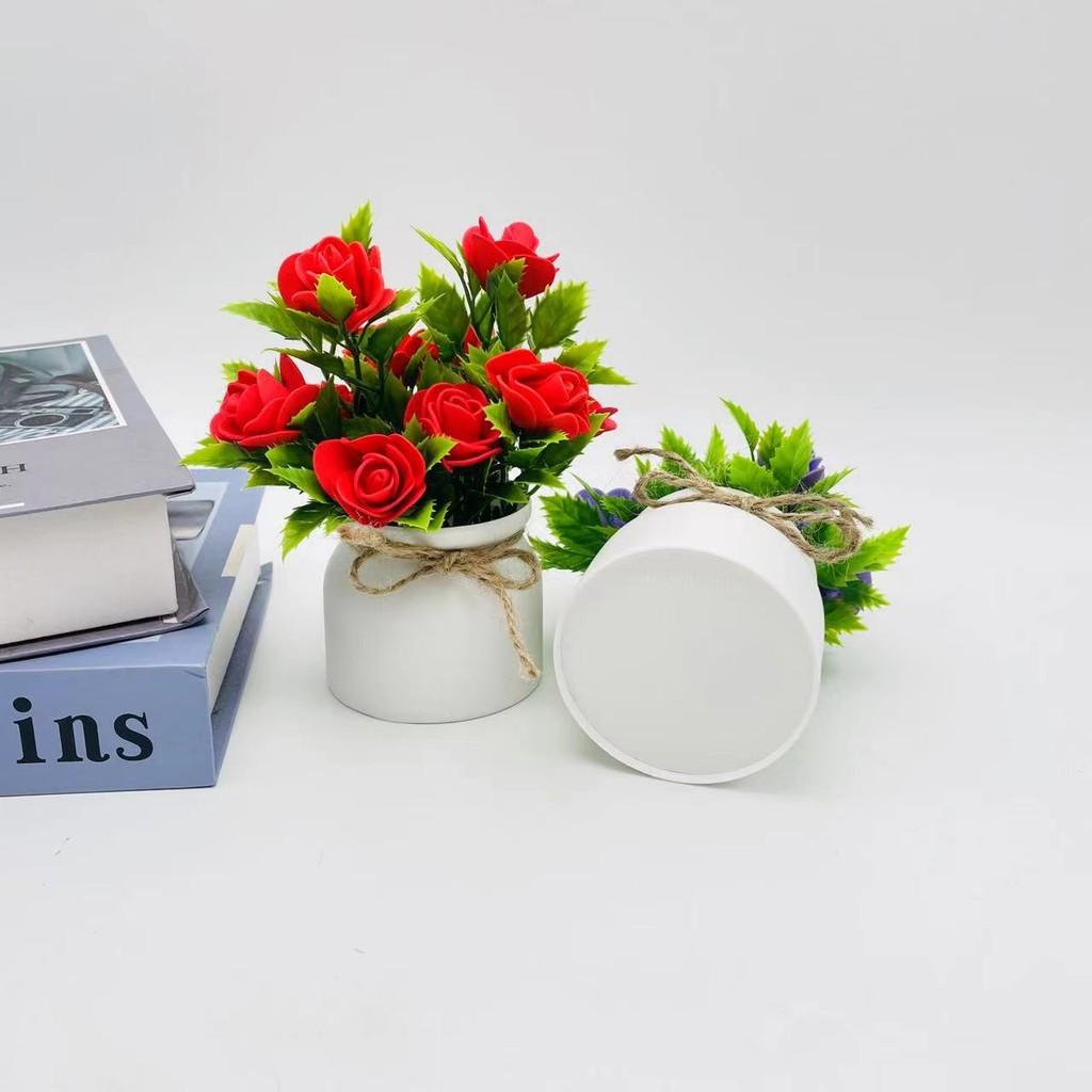 Foam Rose Artificial Potted Plant With Butterfly Accent For Indoor Decoration And Photography Use