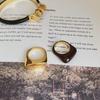 French Niche Designer Brown Enamel Ring, Milky White, Copper-Plated, 18K Gold, Fashionable, Simple, for Women