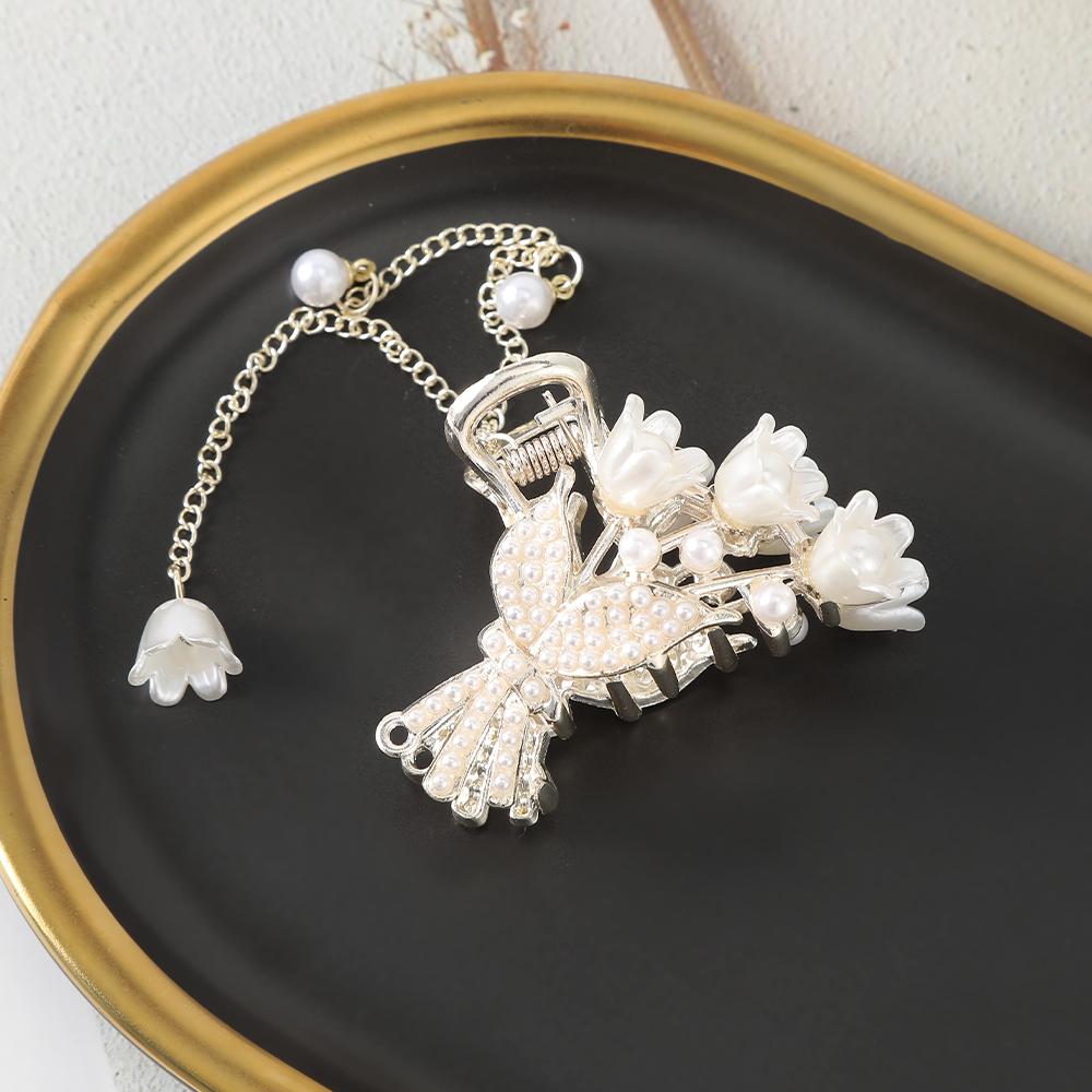 

Жемчужный ландыш с кисточкой Маленький зажим Заколка для волос Подарок на День матери Аксессуары для волос Зажим-краб для волос для женщин Заколки Зажимы