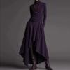 Women's Clothing Has Waist In Irregular Long-sleeved Stand-collar Bottomed Shirt With Half-length Long Skirt