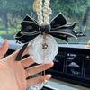 Goddess-Style Diffuser Stone Camellia Fragrance Car Hanging Ornament, Exquisite Double-Sided Bow Car Interior Decoration