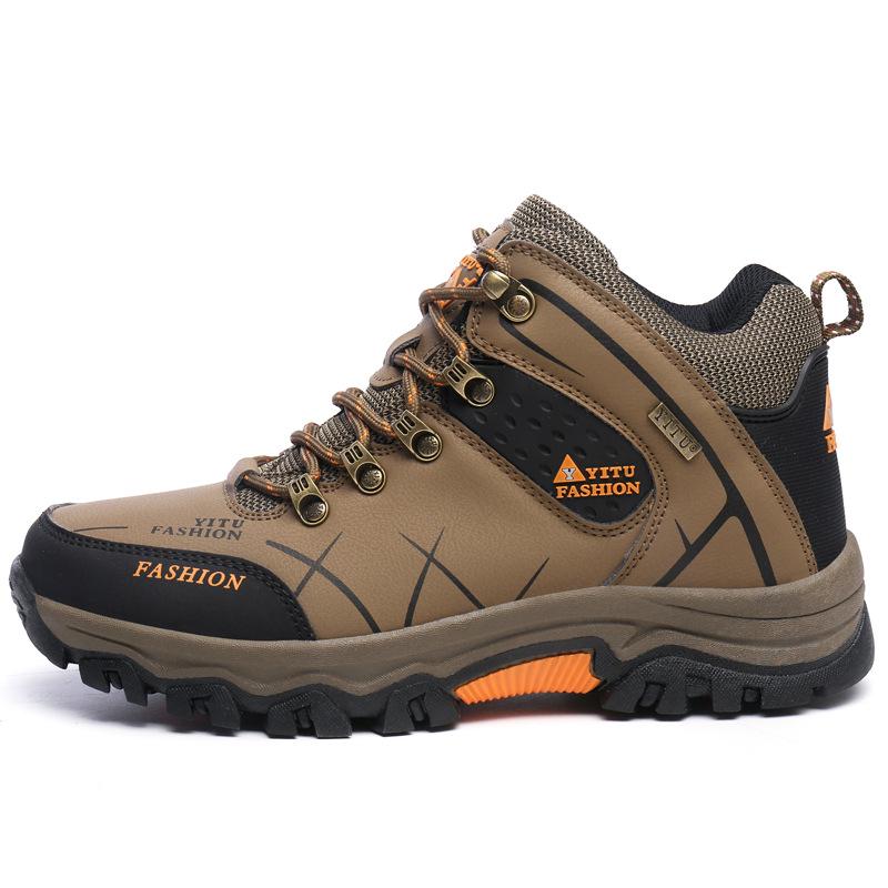 Men s High-Top Winter Hiking Shoes - Large Size, Outdoor Cross-Border Style 40 хаки