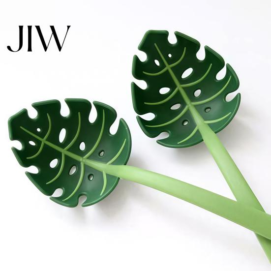 Vegetable Washing Tool Monstera Leaf Pasta Spoon, Heat Resistant ABS Spaghetti Server, Outdoor Picnic Kitchenware Multipurpose Kitchen Colander,