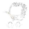 Bridal Crystal Headband Exquisite Flower Leaf Design Soft Ribbon Headpiece for Wedding Birthday Part