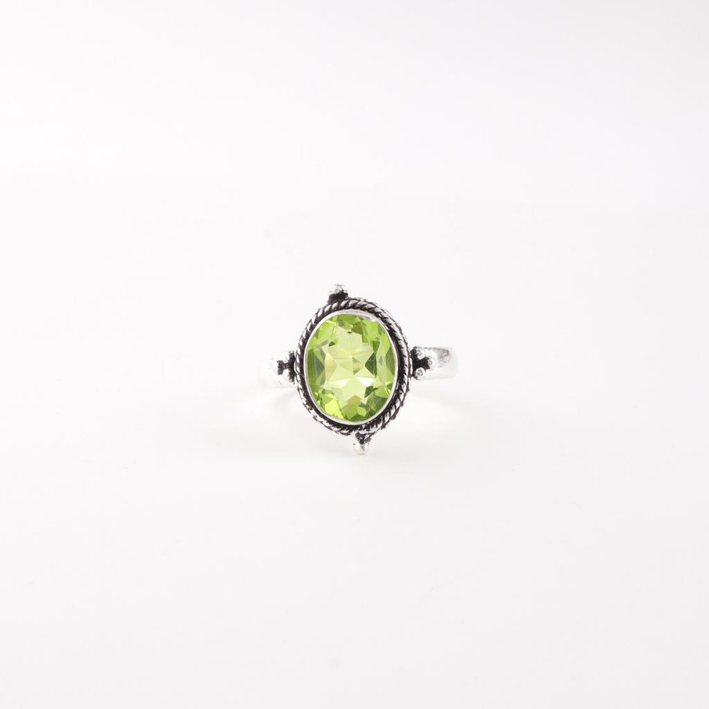 Peridot Gemstone 925 Sterling Silver Jewelry Handmade Statement Ring For Girls RR-9-4