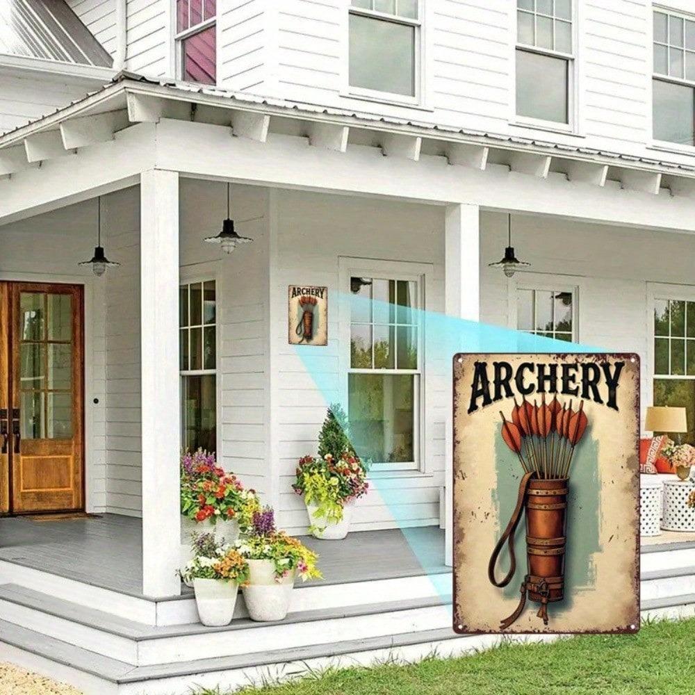 Vintage Tin Metal Wall Sign Retro Arrow Quiver Decor For Bar Garage Man Cave