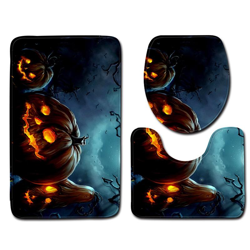 Halloween Bathroom Toilet Three-Piece Floor Mat Doormat Bathroom Carpet