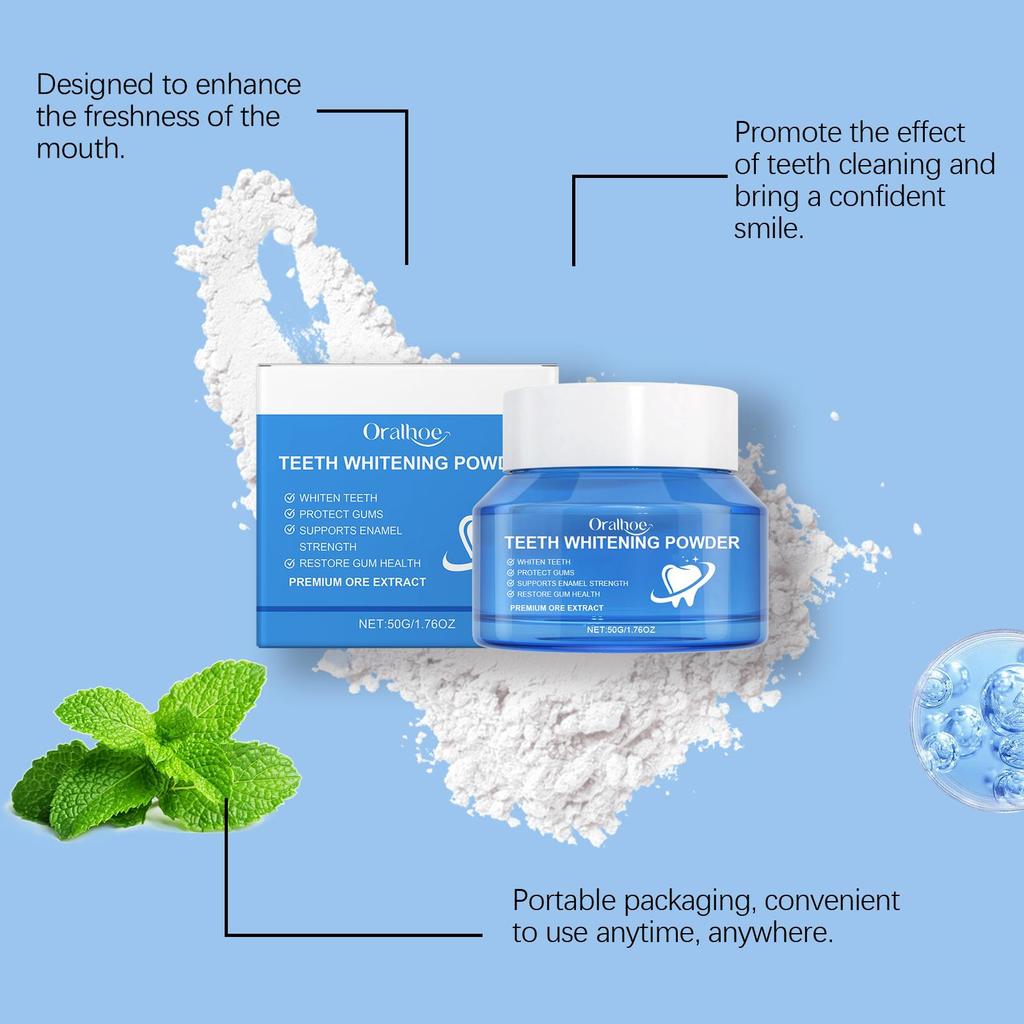 Oralhoe Teeth Whitening Powder Gently Cleans Teeth Stains and Yellowing Refreshes Your Mouth Teeth Care Powder