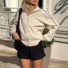 Women's Oversized Windbreaker Jacket Lightweight Zip-Up Stand Collar Casual Sports Outerwear