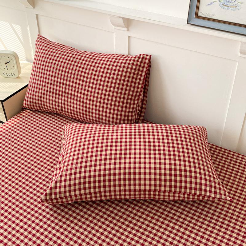 100% Cotton 2pcs Pillowcase 48x74cm Grid Printed Pillowcase Cover for Home Simple Style Cotton Pillow Cover