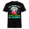 Just A Girl Who Loves Anime and Video Games Shirt Cute Waifu Gamer T-Shirt