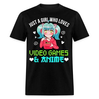 Just A Girl Who Loves Anime and Video Games Shirt Cute Waifu Gamer T-Shirt