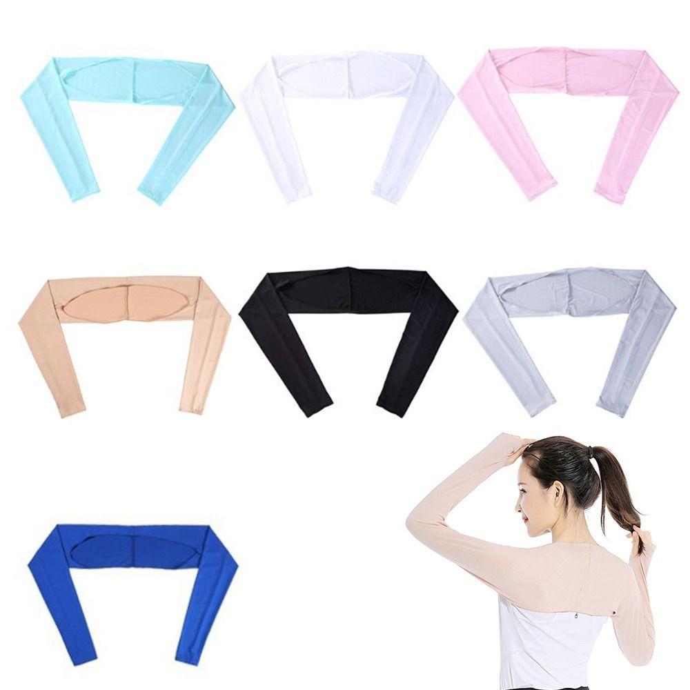 Silk Finger Hole Cycling Sleeves Women Shawl Arm Sleeve Sports Glove Sun Sleeves Sun UV Protection