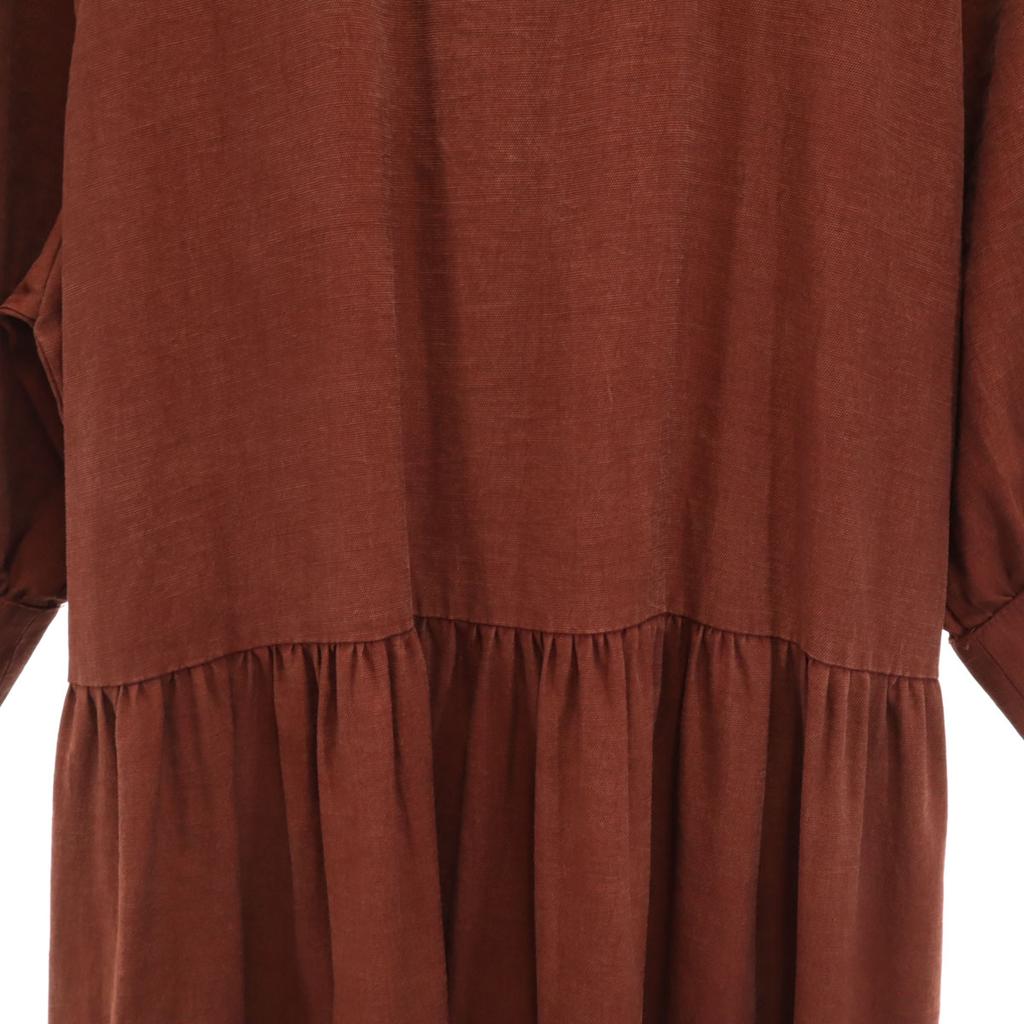 Zara 7 Minutes Sleeve Long Dress M Red Brown Special Wing Women Used