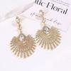 French Rhinestone Water Drop Earrings - Elegant Light Luxury Court Style Studs for Women with Exaggerated Dangles and High-End Quality