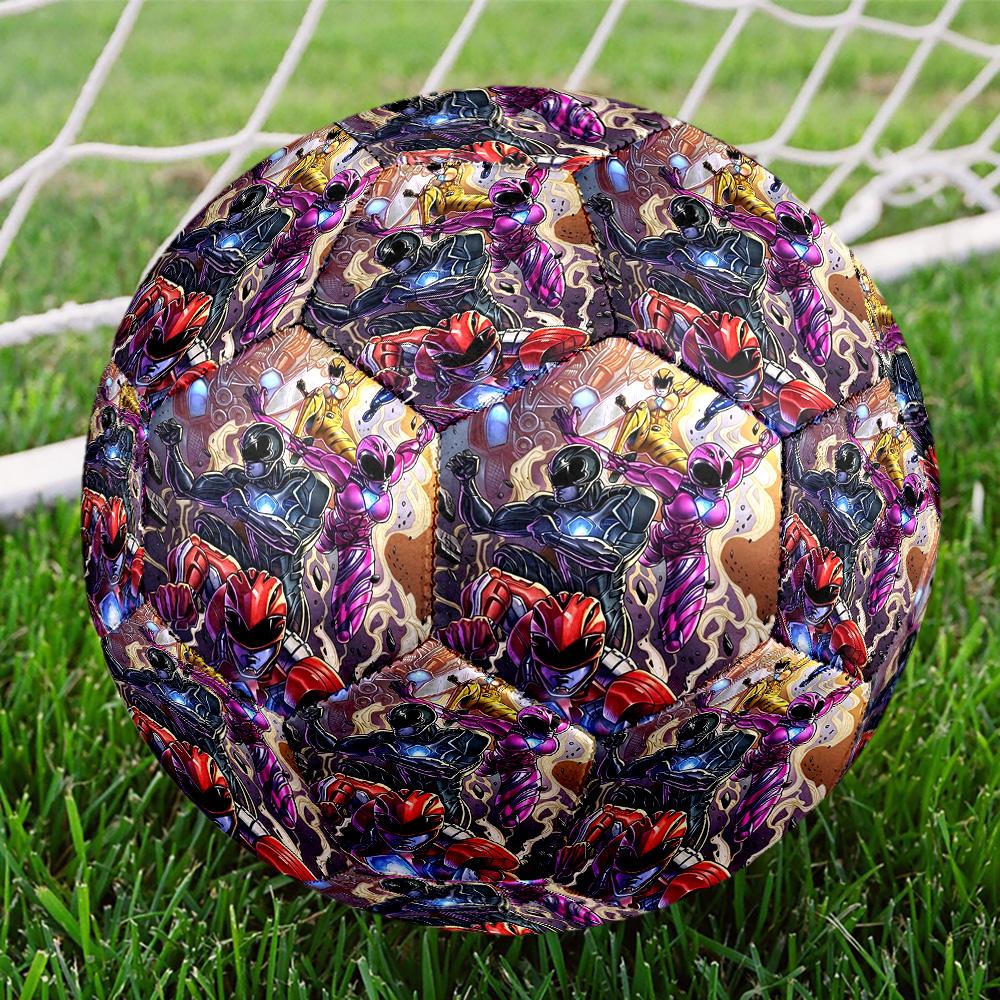 Mighty Morphin Power Rangers Print Size 5 Soccer Ball, Standard Match Football for Sports Game and Team Practice, Ideal Gift for Soccer Fans