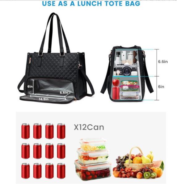 Ladies' Insulated Crossbody Lunch Tote & Computer Bag