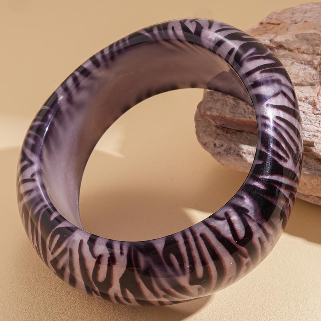 Resin smudged snake print leopard print geometric round bracelet unique niche jewelry