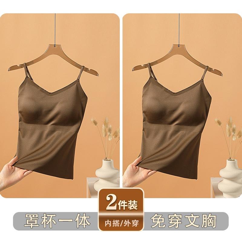 Canottiera da Donna con Spalline Sottili e Reggiseno Imbottito Integrato Top Interno Pezzo Unico