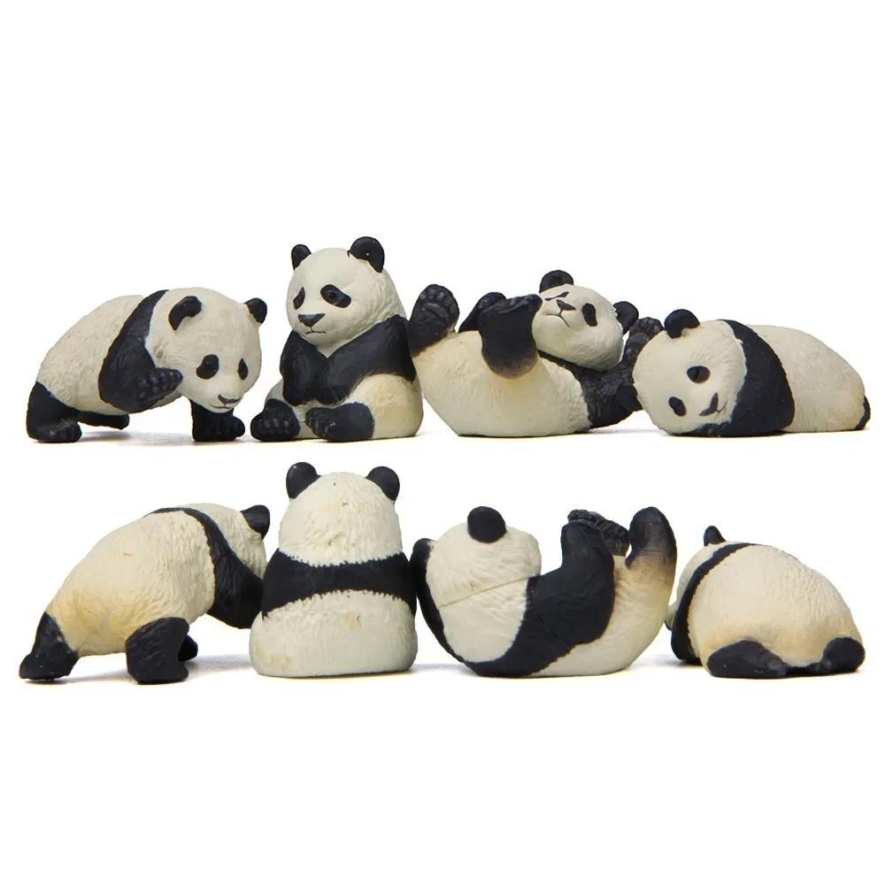 4Pcs/Set Cartoon Mini Animal Panda Micro Landscape Figurine Decor Resin Ornament Garden Miniature