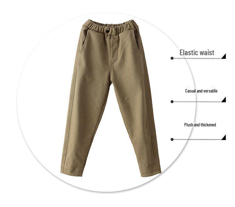 Plus Size Women's Velvet Thick Harem Pants: Autumn/Winter Slimming & Warm Casual Wear