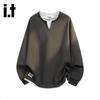 Izzue Layered-Look Crew Neck Long-Sleeve Sweatshirt
