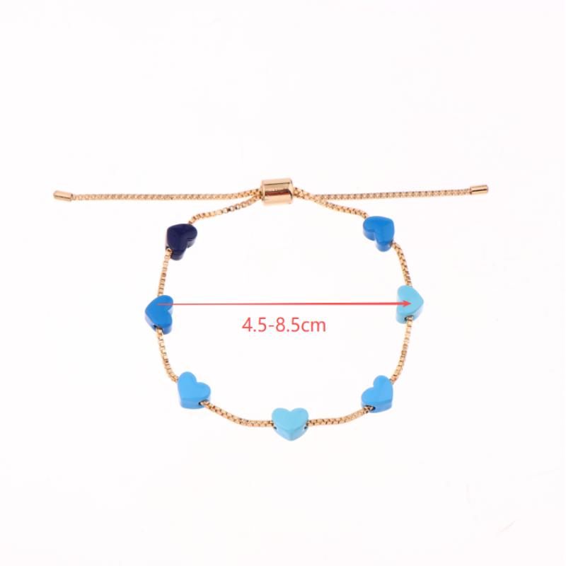Children'S Colorful Heart Gradient Bracelet Ins Able Wrist Chain For Gilrs Party Jewelry Gift