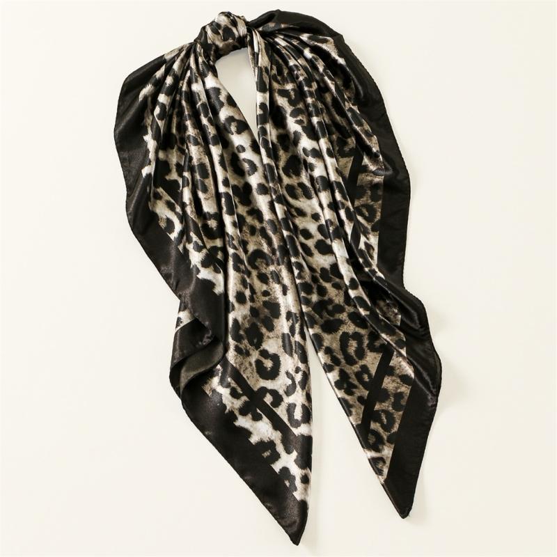 Stylish Leopard Print Sun Protective Lightweight Shawl Shoulder Wrap Scarf For Outdoor Beach Music Festivals