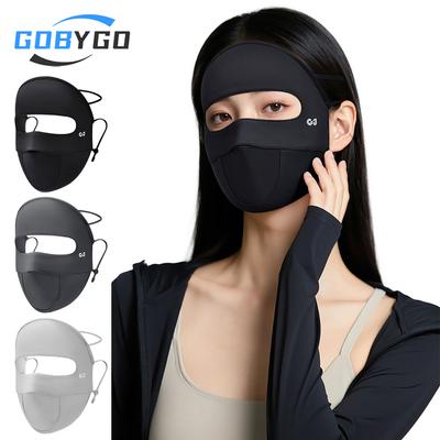 1Pcs Full Face Sunscreen Mask UV Protection Ice Silk Cool Veil Outdoor Forehead Eye Cover Unisex Breathable