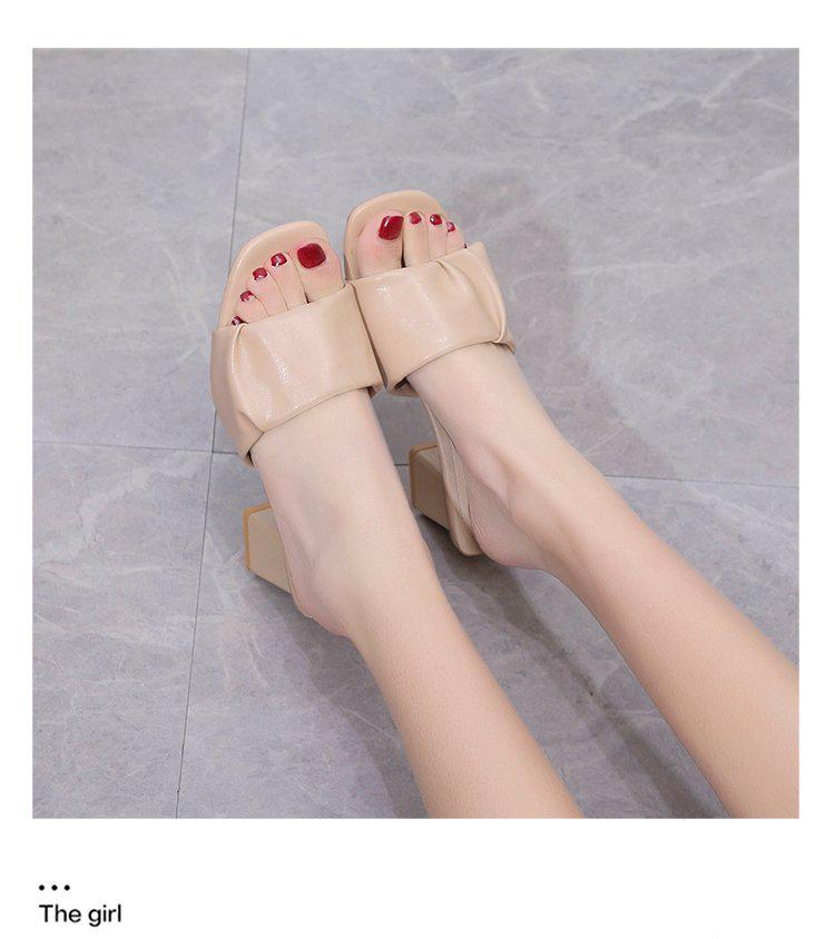 Women's High Heel Chunky Square Toe Mules - 2022 Spring/Summer Korean Style Trend