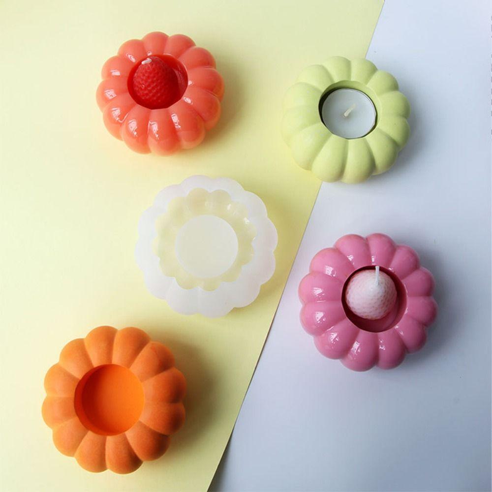 DIY Silicone Pumpkin Candlestick Mold Candle Holder Smooth Pumpkin Candlestick Mould White Pumpkin Shaped Mold Halloween