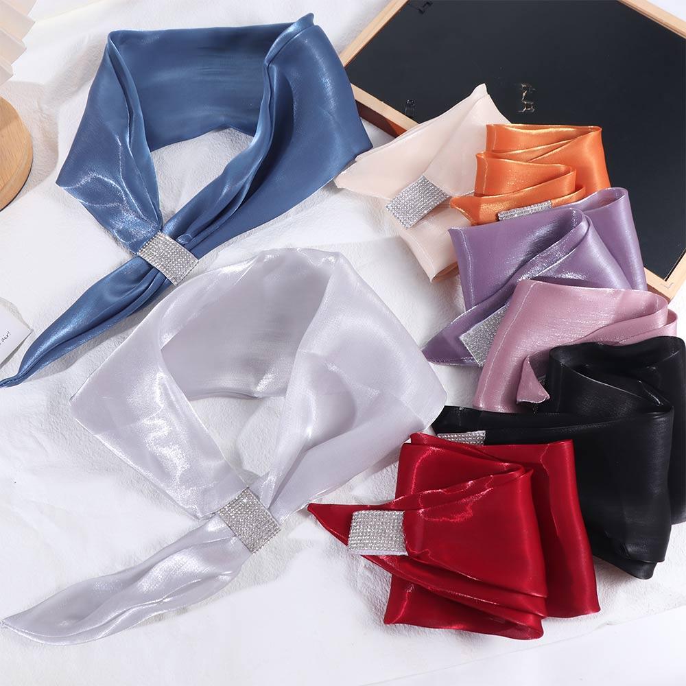 Color  For Women Neck Guard Cross Scarves Silk Scarf Cross Neckerchief Satin False Collar
