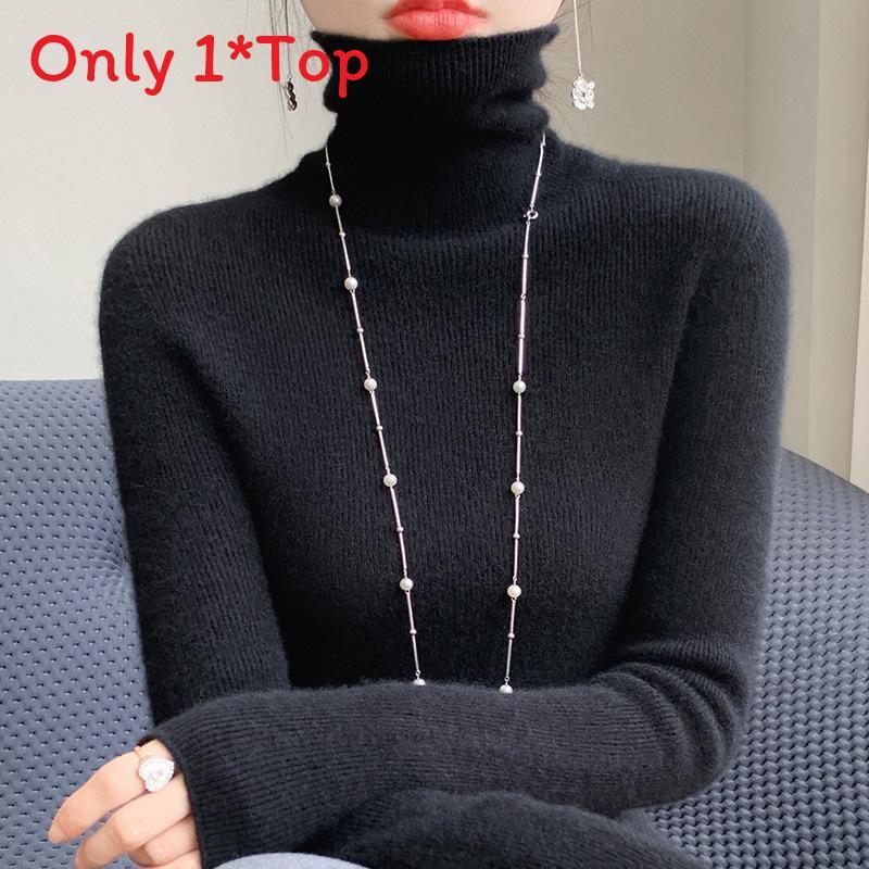 Korean Style Turtleneck Knit Sweater For Women With Ribbed Design For Casual Wear