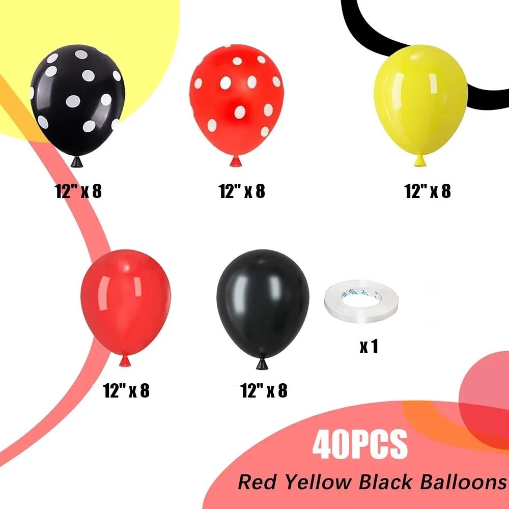 

40 шт. 12 дюймов Красные Черные Воздушные Шары из Латекса в Горошек Украшение для Вечеринки в Честь Дня Рождения Божьей Коровки Baby Shower Вечеринка для Девочек Мультяшная Тематическая Декорация O&12INCH