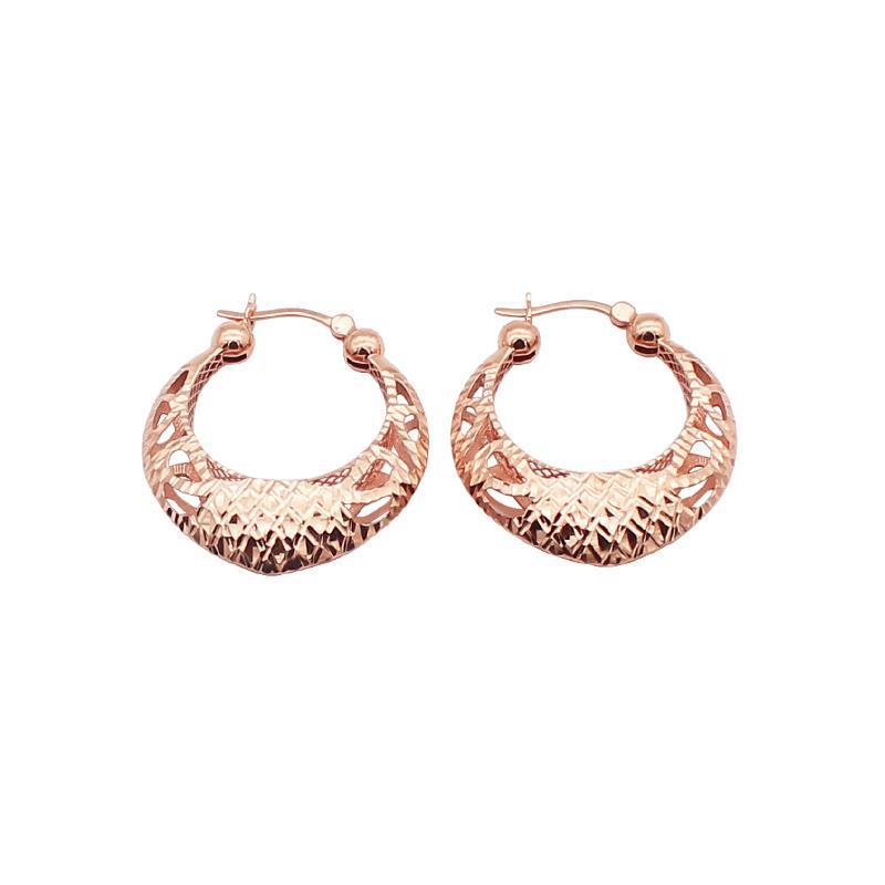 Exquisite Russian 585 Purple Gold Personalized Hollow Earrings Rose Gold Plated Fashion Pattern Bead Earrings For Girlfriend