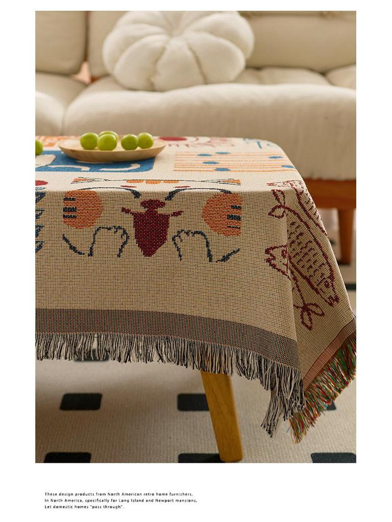 Ethnic Style Outdoor Tablecloth for Camping & Dining - Sisters' Chat Coffee Table Decor