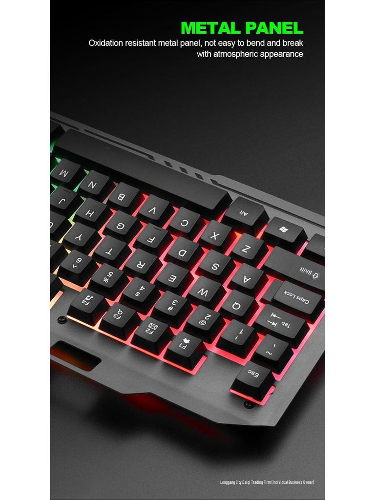 Metal Gaming Keyboard & Mouse Set with Mechanical Feel & Floating Keys