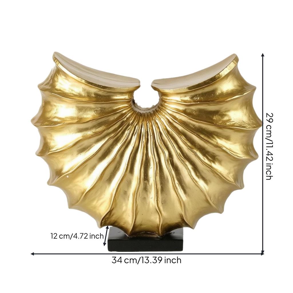 Modern Tabletop Decor | Textured Fluted Surface, Shell Sculpture with Base, Abstract Sculpture, for