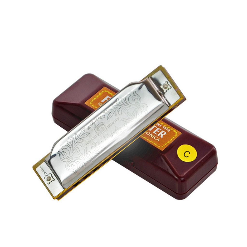 Mundharmonika 10 Löcher C-Ton Klar Stabiler Klang Mundorgel Exquisite Schöne Harmonica C