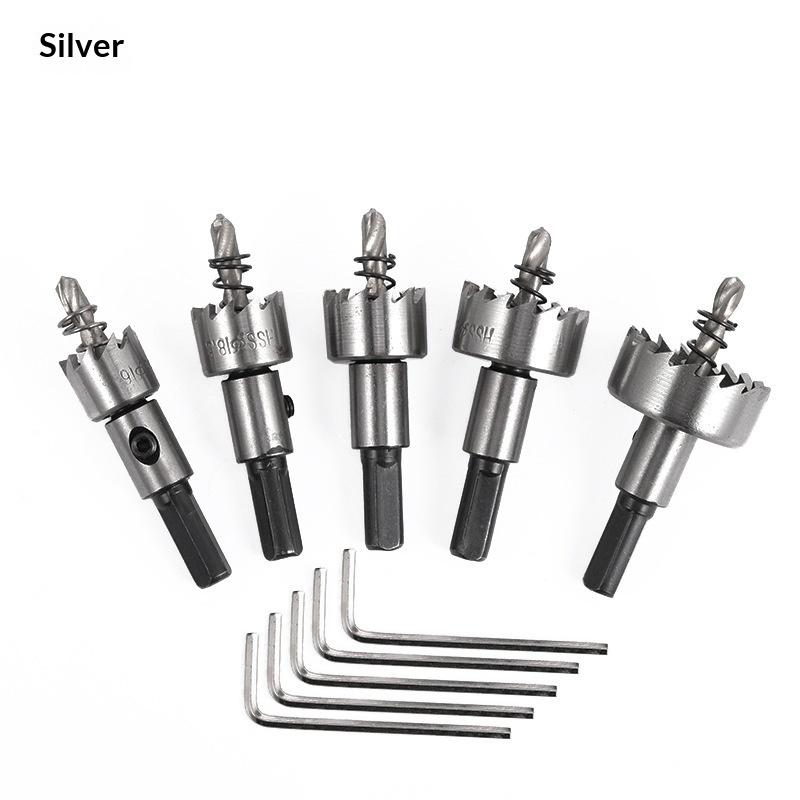 High Speed Steel 5 Piece Hole Saw Set with HSS Drill Bits for Professional Woodworking and Metalwork