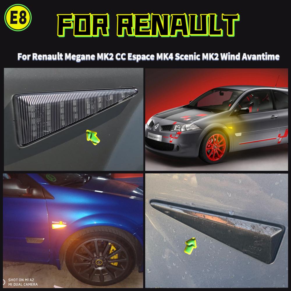 2pcs Led Dynamic Turn Signal Side Marker Light Sequential Blinker Lamp For Renault Espace MK4 Vel Satis Wind Avantime Megane 2