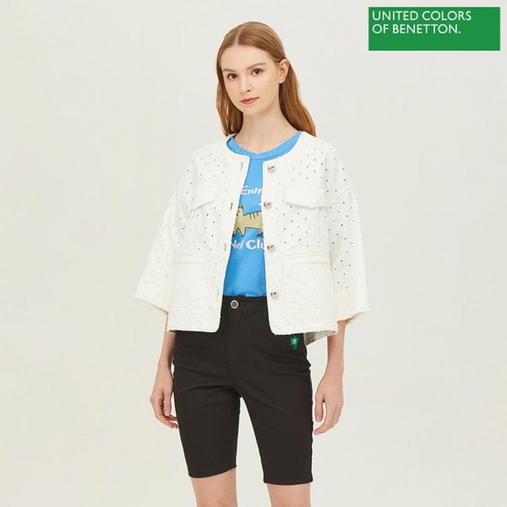 

Джинсовый джемпер Benetton Punching Embroidered Bajp01241 Wh white/42