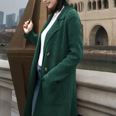 Cappotto Lungo da Donna in Misto Lana Oversize Doppio Petto Trench Risvolto Dentellato Autunno Inverno Caldo Soprabito