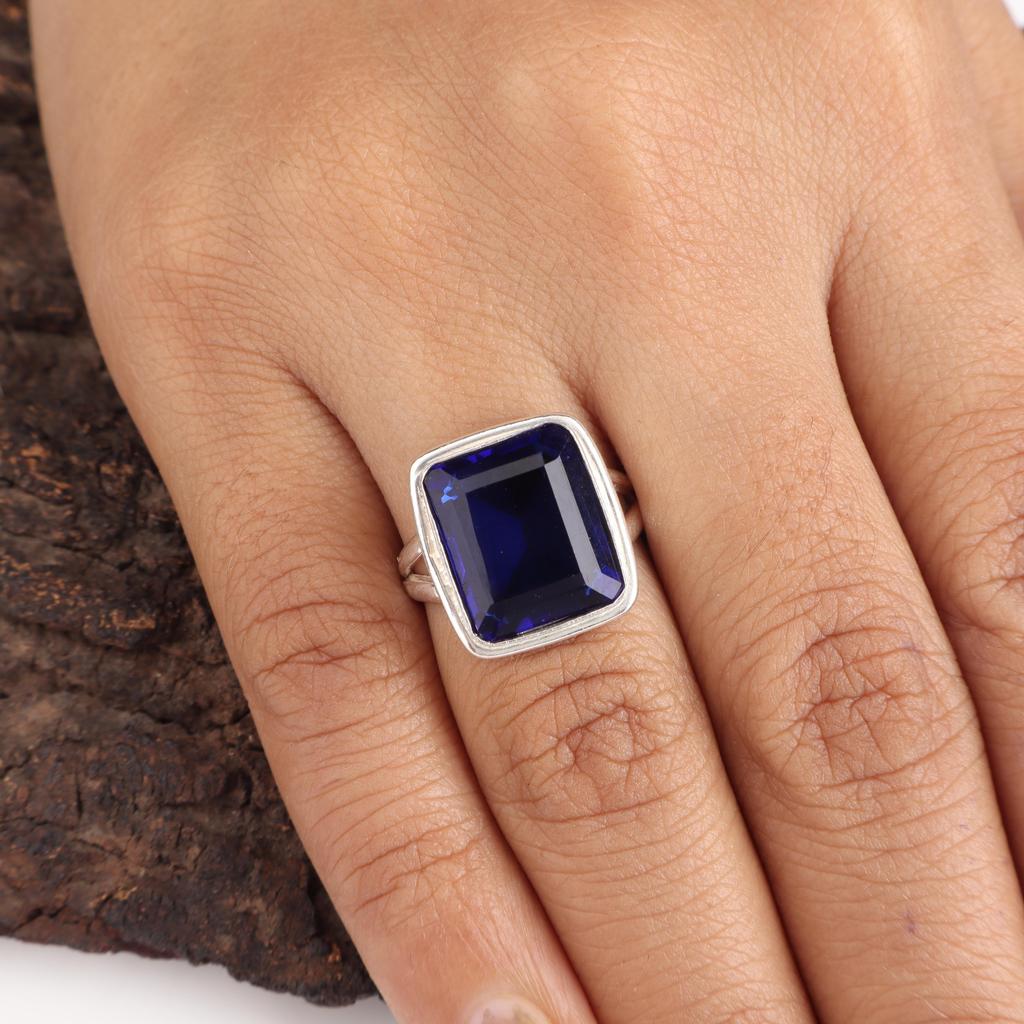 Rare Blue Sapphire Gemstone 925 Sterling Silver Handmade Jewelry Women Ring For Wedding RR-79-16