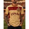 Bandiera Squadra Nazionale Spagnola 2026, Maglia da Calcio per Tifosi, Leone Retro 3D Asciugatura Rapida Sportivo Casual Top da Uomo Maglietta