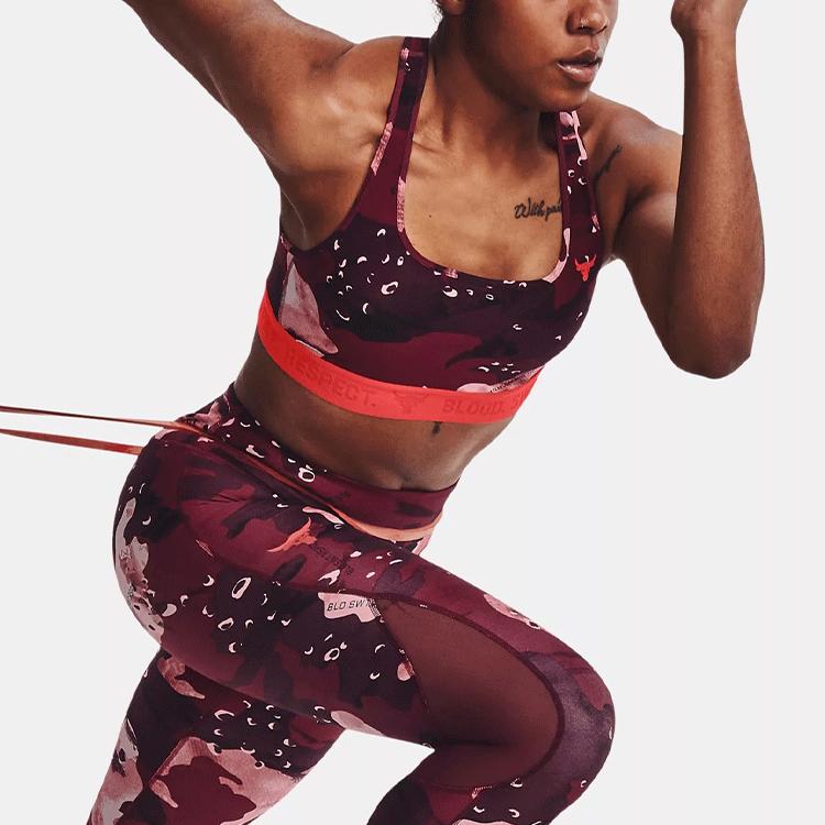 Under Armour Project Rock Medium Intensity Sports Bra Women Underwear Deep-Crimson 1369947-626