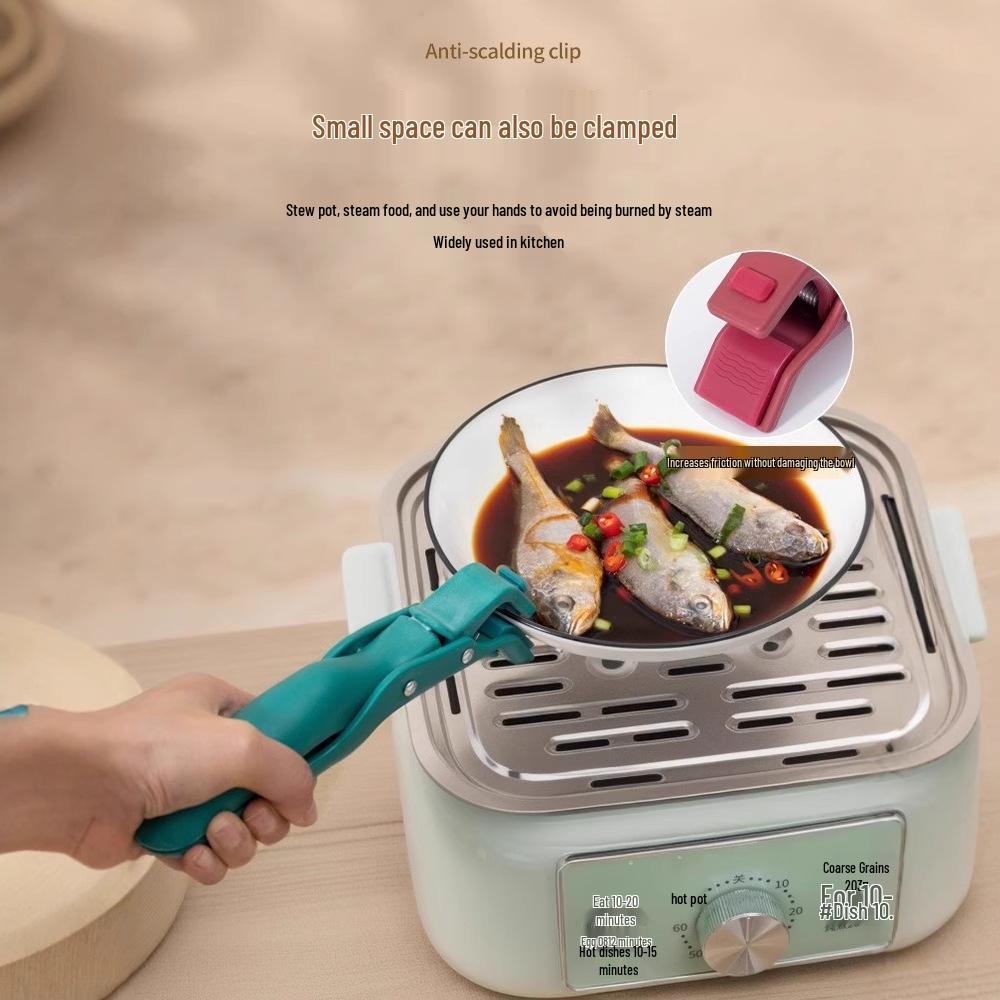 Pinces de cuisine ménagères anti-brûlures en 2 pièces pour casseroles, bols et assiettes.